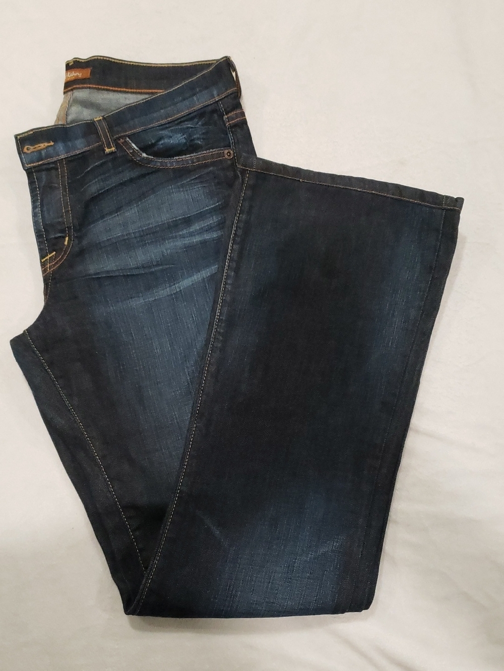 David Kahn Men's Bootcut Jeans - Dark Blue Denim.
